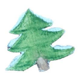 Tannenbaum mit Schnee auf den Ästen Aquarellzeichnung